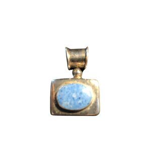 Vintage Women's Estate Sterling Silver 925 Blue Turquoise Slide Pendant 8 grams